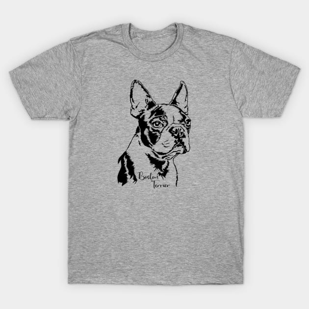 Boston Terrier dog portrait dog lover T-Shirt by wilsigns